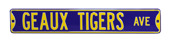 LSU Tigers Steel Street Sign-GEAUX TIGERS AVE