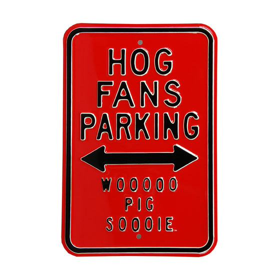 Arkansas Razorbacks Steel Parking Sign-Woo Pig Sooie