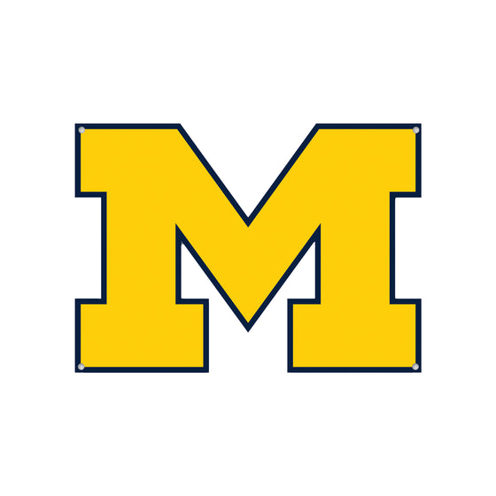 Michigan Wolverines Laser Cut Steel Logo Statement Size-Primary Logo Yellow