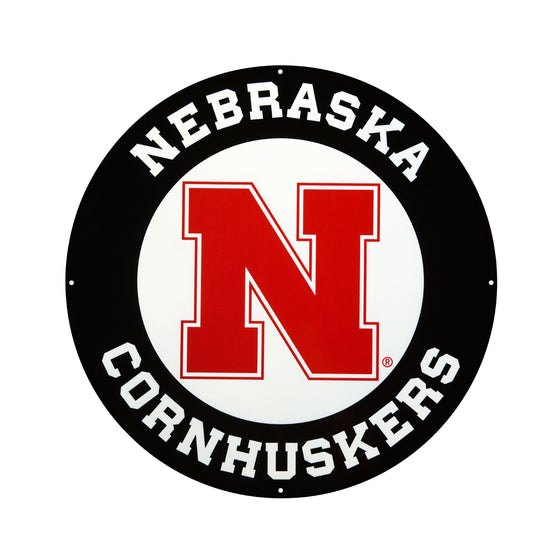 Nebraska Cornhuskers Laser Cut Steel Logo Statement Size-Primary Circle Logo