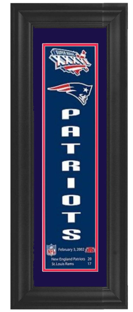 New England Patriots Super Bowl 36 XXXVI Heritage Banner 12x34 - 757 Sports Collectibles