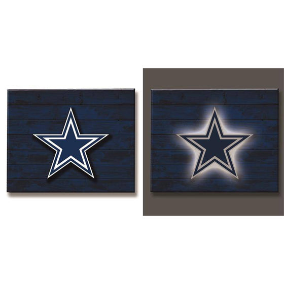 NFL Dallas Cowboys LED Wall Decor Art Metal Logo Distressed Composite Wood Sign - 757 Sports Collectibles