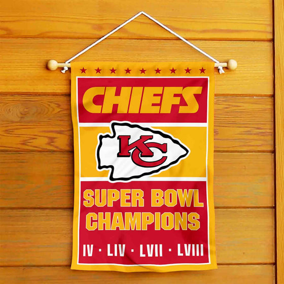 Kansas City Chiefs 4 Time Champions Yard Garden Banner Flag - 757 Sports Collectibles