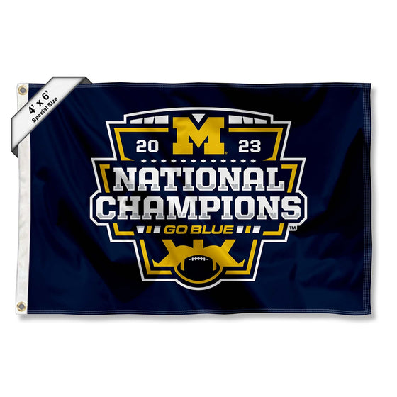 Michigan Team University Wolverines 4 ft x 6 ft 2023 College Football National Championship Flag - 757 Sports Collectibles