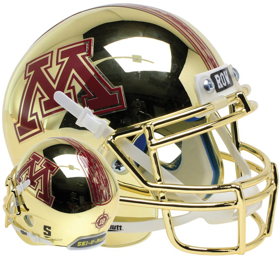 Minnesota Golden Gophers Mini XP Authentic Helmet Schutt <B>Gold Chrome</B>