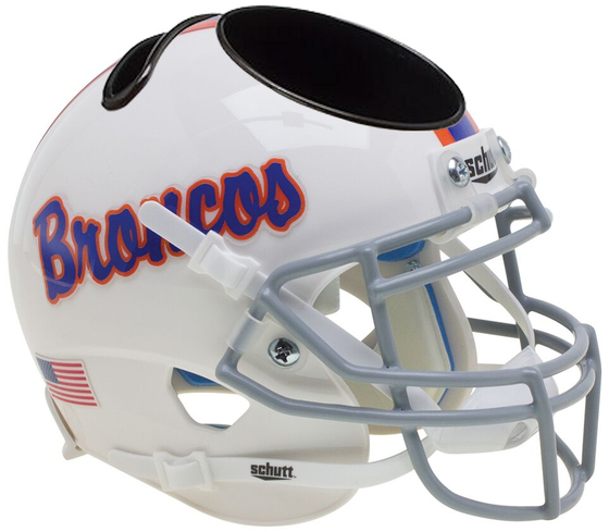 Boise State Broncos Miniature Football Helmet Desk Caddy <B>White With Pinstripe</B>