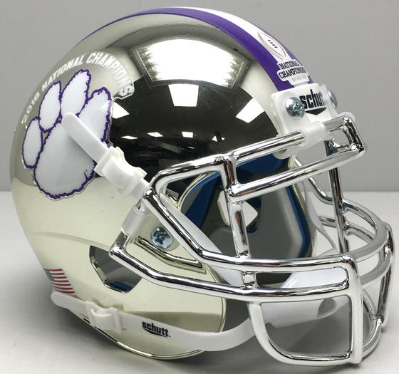 Clemson Tigers Authentic Football Helmet <B>2018 National Champs Silver Chrome</B>