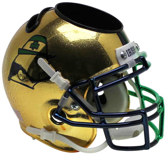 Notre Dame Fighting Irish Miniature Football Helmet Desk Caddy <B>Textured with Shamrock 2015 Boston</B>