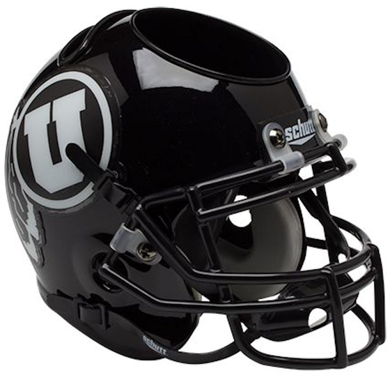 Utah Utes Miniature Football Helmet Desk Caddy <B>Matte Black w/White Decal</B>