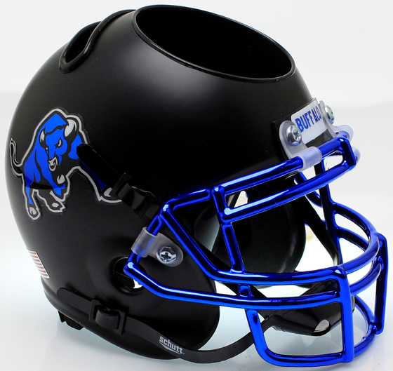 Buffalo Bulls Mini Football Helmet Desk Caddy <B>Matte Black Chrome Mask</B>