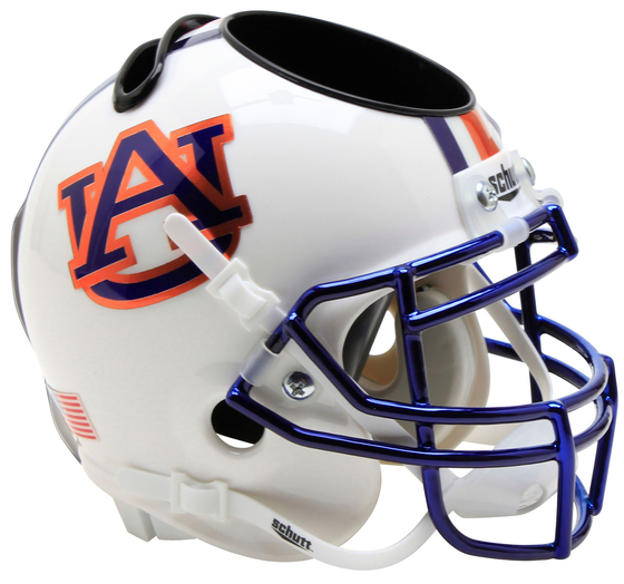 Auburn Tigers Miniature Football Helmet Desk Caddy <B>Chrome Mask</B>