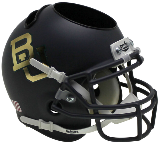 Baylor Bears Miniature Football Helmet Desk Caddy <B>Matte Anthracite Chrome Decal</B>