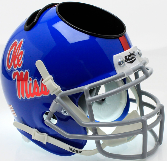 Mississippi (Ole Miss) Rebels Miniature Football Helmet Desk Caddy <B>Blue with Chrome Decal</B>