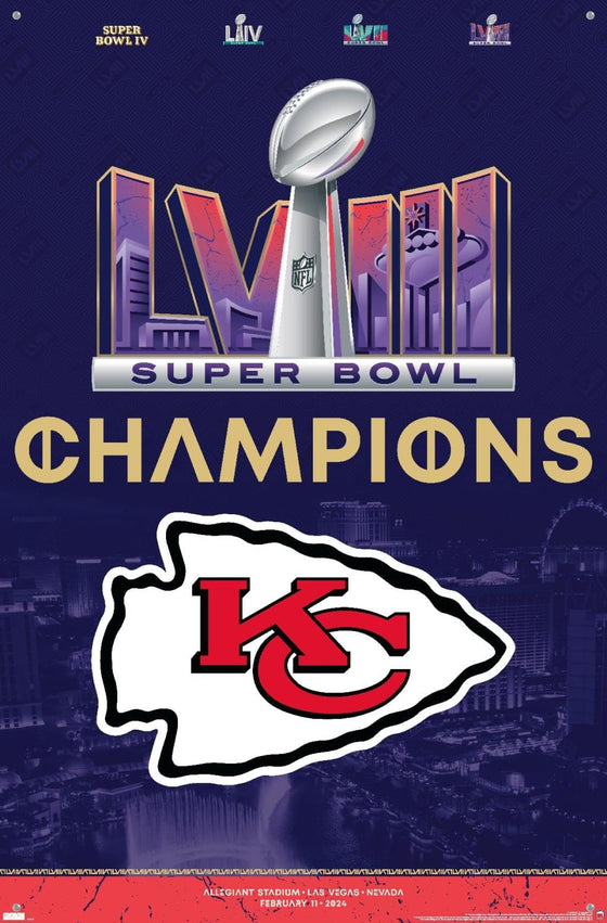 NFL Kansas City Chiefs - Super Bowl LVIII Team Logo Wall Poster with Push Pins - 757 Sports Collectibles