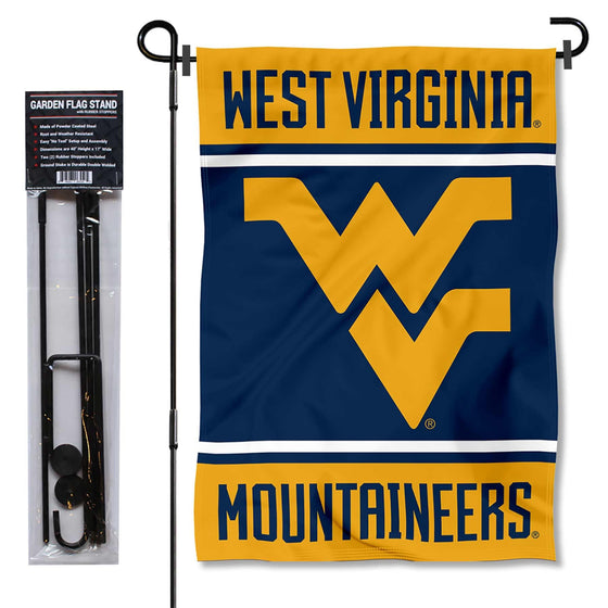 West Virginia Mountaineers Garden Flag with Stand Holder - 757 Sports Collectibles