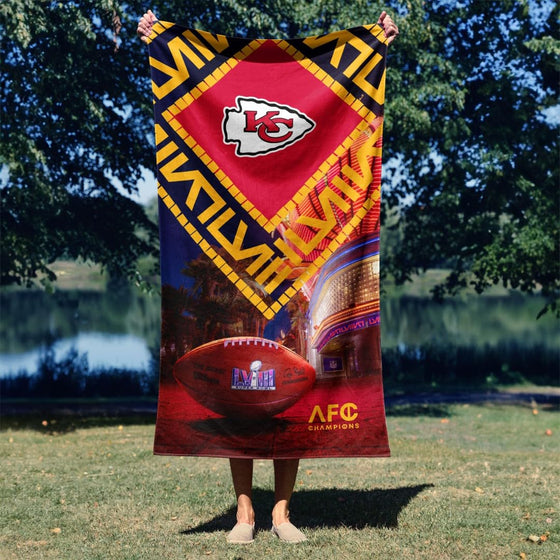 Northwest NFL Kansas City Chiefs Super Bowl LVIII Champions Beach Towel, 30" x 60", Arrival Participant - 757 Sports Collectibles