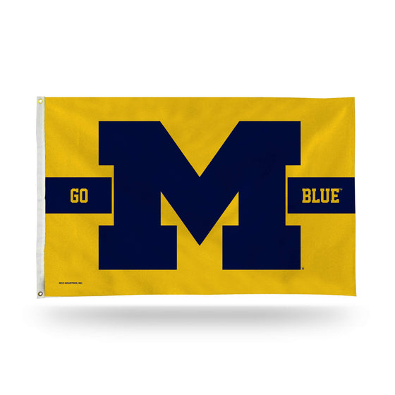 NCAA Michigan Wolverines "Striped" 3' x 5' Banner Flag - Single Sided - Indoor or Outdoor - Home Décor Made By Rico Industries - 757 Sports Collectibles