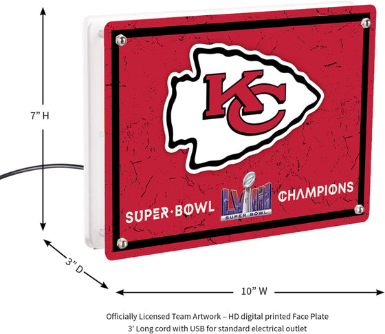 Team Sports America NFL Kansas City Chiefs Superbowl 58 Championship LED Sign | Free-Standing Desk Night Light | Made in The USA | Football Fan Décor for Office, Living, Game or Bedroom - 757 Sports Collectibles