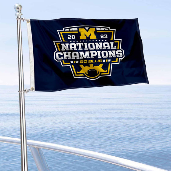 Michigan Team University Wolverines Football 2023 CFP National Champions Boat and Golf Cart Flag - 757 Sports Collectibles