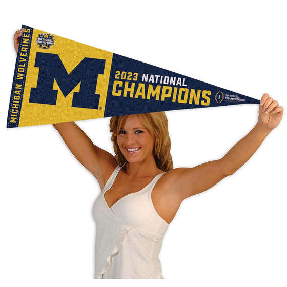 Michigan Team University Wolverines Pennant 2023 National Champions Banner - 757 Sports Collectibles