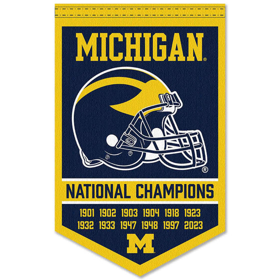 Michigan Team University Wolverines 12 Time 12x Football National Champions Banner - 757 Sports Collectibles