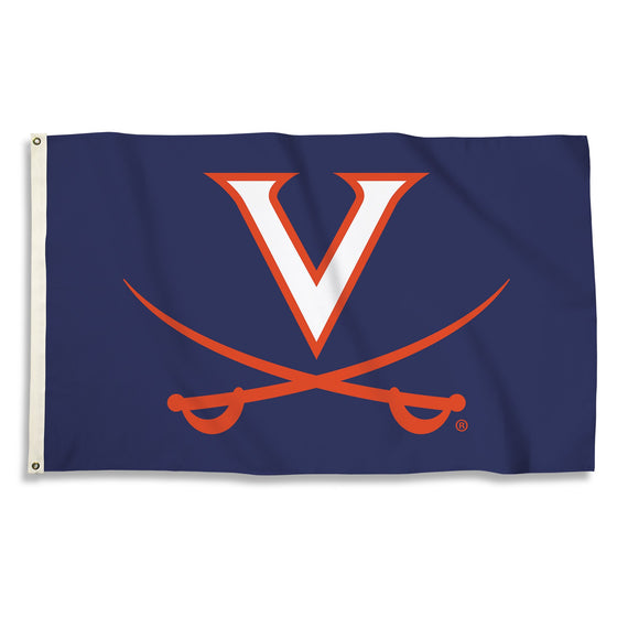 NCAA Virginia Cavaliers 3' x 5' Flag with Grommets, Blue, - 757 Sports Collectibles