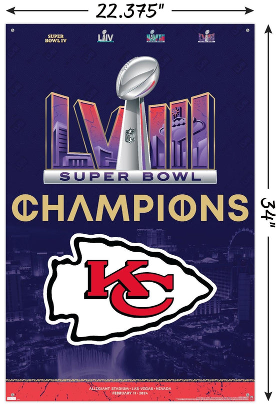 NFL Kansas City Chiefs - Super Bowl LVIII Team Logo Wall Poster with Push Pins - 757 Sports Collectibles