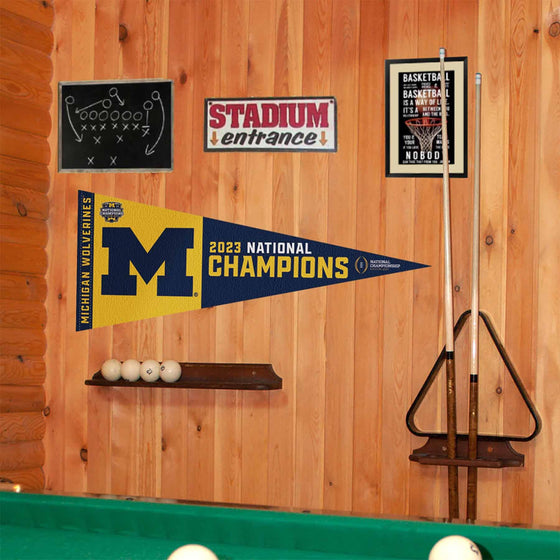 Michigan Team University Wolverines Pennant 2023 National Champions Banner - 757 Sports Collectibles