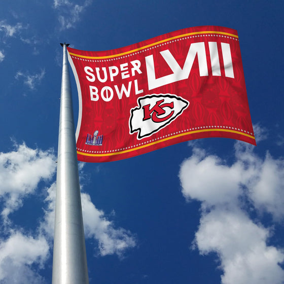 Rico Industries NFL Football Kansas City Chiefs 2024 Super Bowl LVIII Bound 3' x 5' Banner Flag Single Sided - Indoor or Outdoor - Home Décor - 757 Sports Collectibles