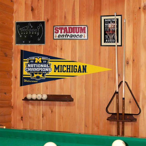 Michigan Team University Wolverines Football National Champions Pennant Banner Flag - 757 Sports Collectibles