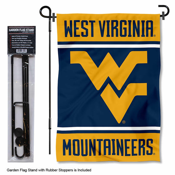 West Virginia Mountaineers Garden Flag with Stand Holder - 757 Sports Collectibles