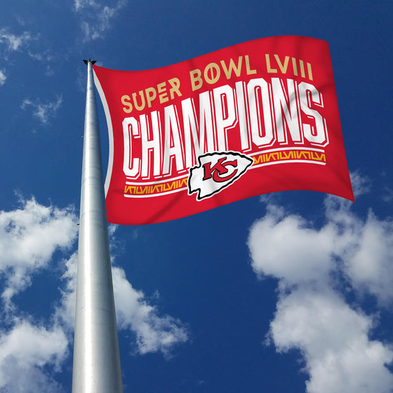 Rico Industries NFL Football Kansas City Chiefs 2024 Super Bowl LVIII Champions 3' x 5' Banner Flag Single Sided - Indoor or Outdoor - Home Décor - 757 Sports Collectibles