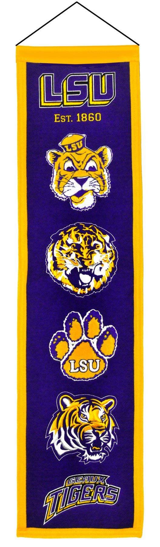 LSU Tigers Banner 8x32 Wool Heritage (CDG) - 757 Sports Collectibles