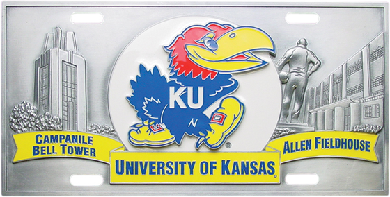 Kansas Jayhawks License Plate 3D