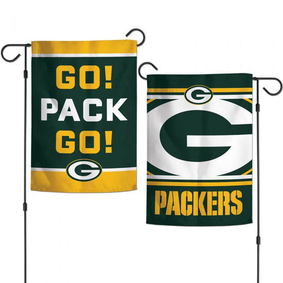 GREEN BAY PACKERS SLOGAN GARDEN FLAGS 2 SIDED 12.5" X 18"