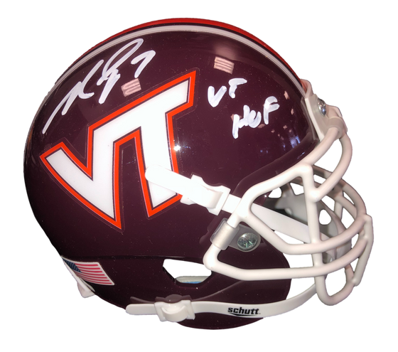 Virginia Tech Hokies Michael Vick 'VT HOF' Signed Autograph Maroon Beamer Mini Helmet 757 COA - 757 Sports Collectibles