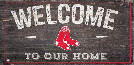 Boston Red Sox Sign Wood 6x12 Welcome To Our Home Design - Special Order