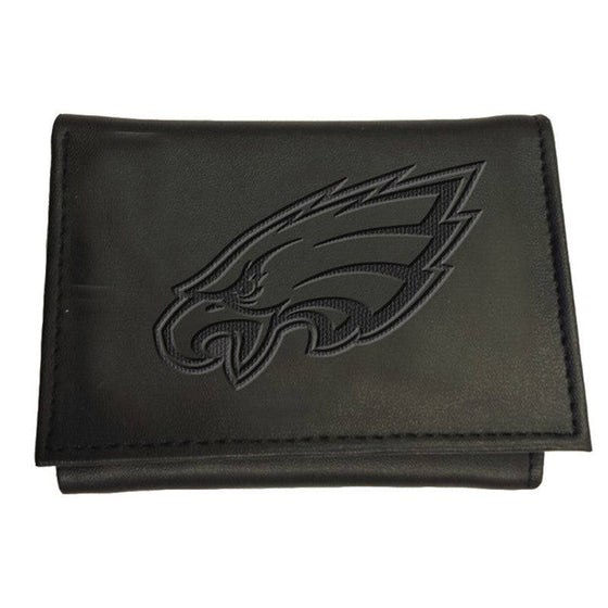 Philadelphia Eagles Trifold Black Vegan Leather Embossed Logo Wallet - 757 Sports Collectibles