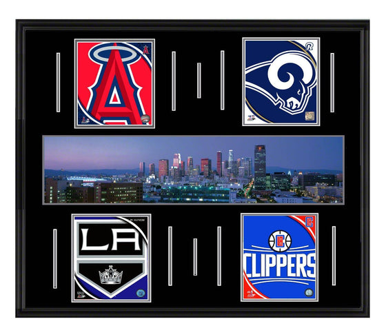 Los Angeles Skyline Super Deluxe Framed Four Team Angels, Rams, Kings, Clippers 45x34 - 757 Sports Collectibles