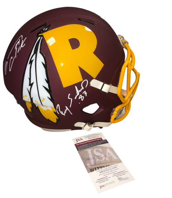 Washington Commanders Ricky Sanders Gary Clark Signed Auto Amp Replica Full Size Helmet - JSA W COA - 757 Sports Collectibles