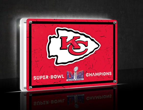 Team Sports America NFL Kansas City Chiefs Superbowl 58 Championship LED Sign | Free-Standing Desk Night Light | Made in The USA | Football Fan Décor for Office, Living, Game or Bedroom - 757 Sports Collectibles