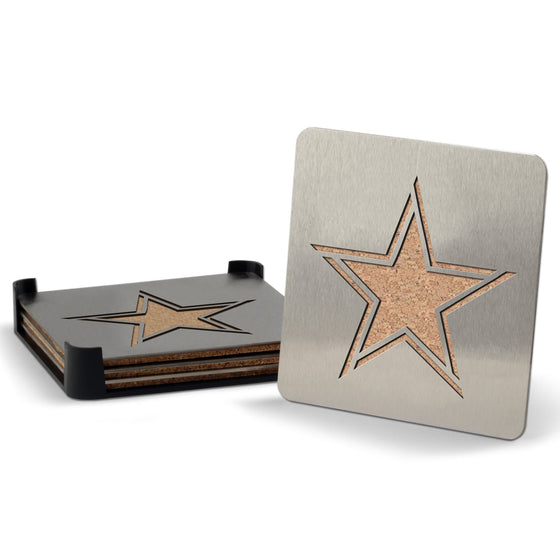 Dallas Cowboys Boaster Set of 4 Stainless Steel Cork Backed Coasters - 757 Sports Collectibles