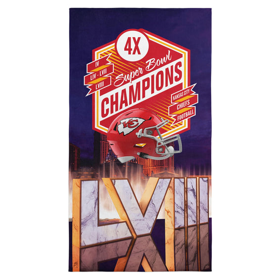Northwest NFL Kansas City Chiefs Super Bowl LVIII Champions Beach Towel, 30" x 60", Re Take Multi Champs - 757 Sports Collectibles