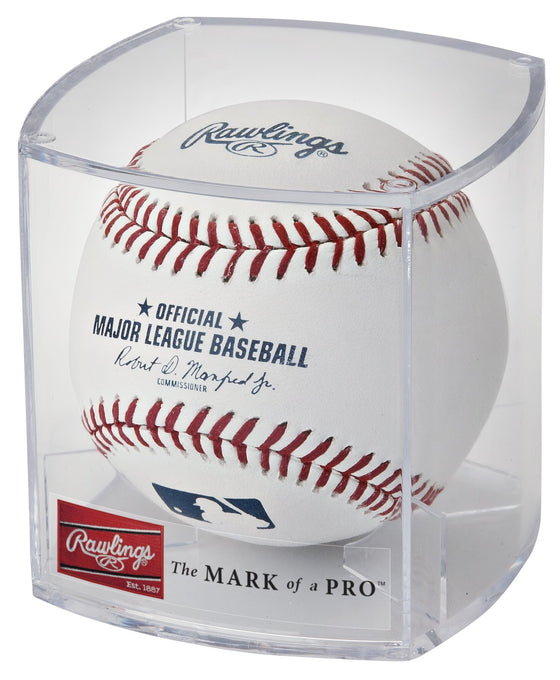 Rawlings Official 2021 Baseball of Major League Baseball (MLB), with Display Case (ROMLB-R), White/Red/Navy - 757 Sports Collectibles