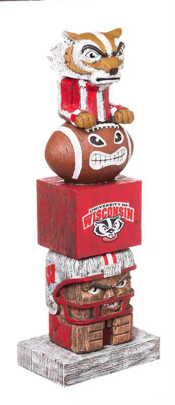 Wisconsin Badgers 16" Tiki Totem Figure Statue - 757 Sports Collectibles