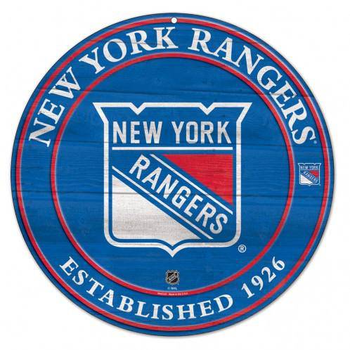 NHL New York Rangers Round Wooden Sign 19.75" - 757 Sports Collectibles