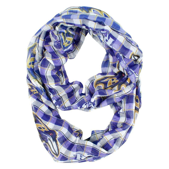 NFL Baltimore Ravens Endless Loop Plaid Infinity Scarf - 757 Sports Collectibles