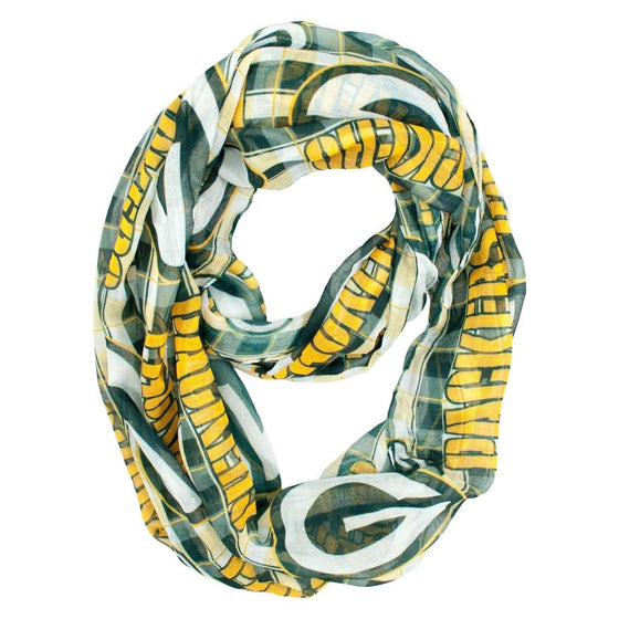 NFL Green Bay Packers Endless Loop Plaid Infinity Scarf - 757 Sports Collectibles