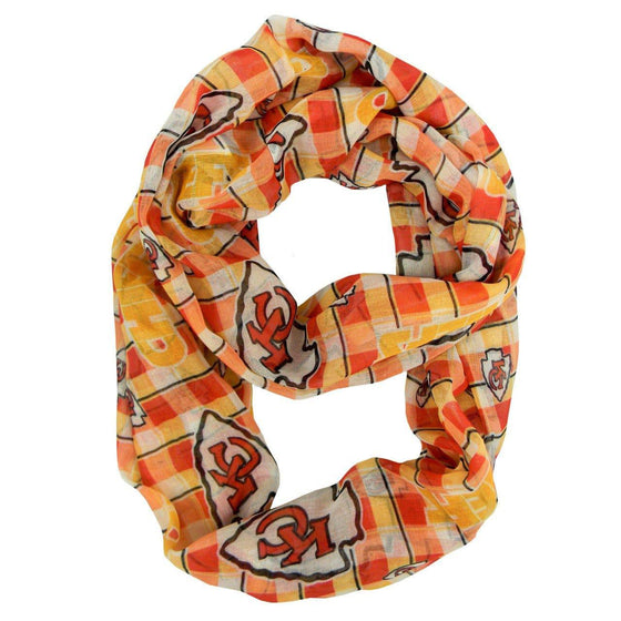 NFL Kansas City Chiefs Endless Loop Plaid Infinity Scarf - 757 Sports Collectibles