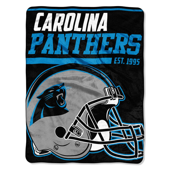 Carolina Panthers Blanket 46x60 Raschel 40 Yard Dash Design Rolled (CDG) - 757 Sports Collectibles